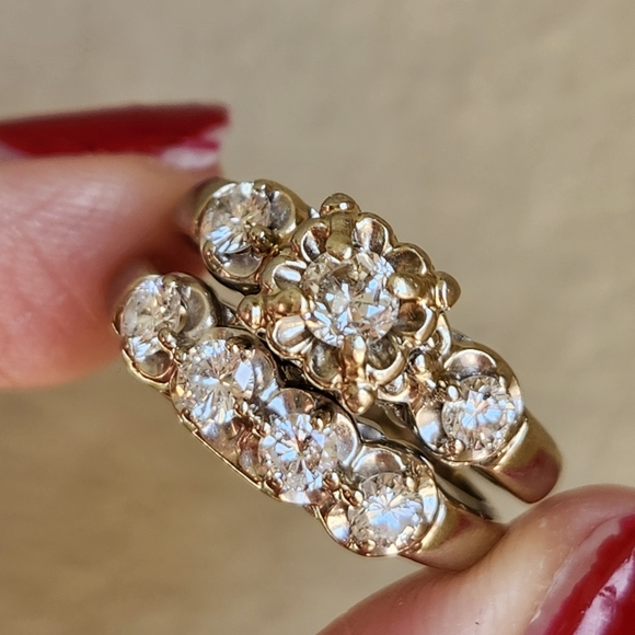 Vintage 14K Diamond Wedding Set - Picture 6 of 16